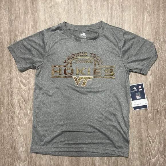 NWT Virginia‎ Tech Hokies Kids Gray Graphic Short Sleeve T-Shirt Size Medium - Picture 1 of 4